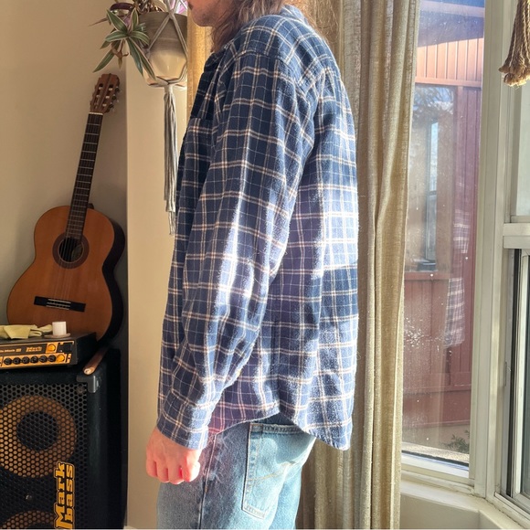 Vintage Dickeys Blue Plaid Button Up - Picture 2 of 8